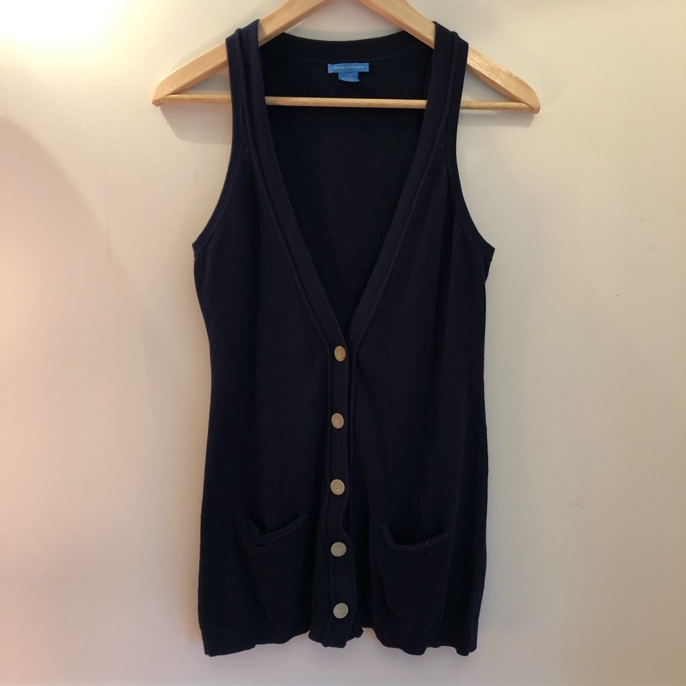 White + Warren v-neck cardigan vest